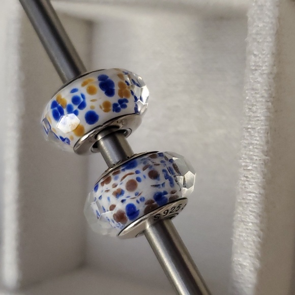2 pc PANDORA GLASS BEAD CHARMS - Picture 2 of 4